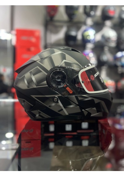 868 Space Siyah Çene Açılır Kask