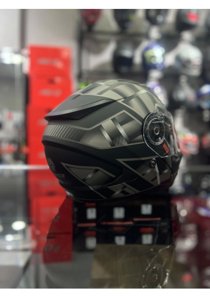 868 Space Siyah Çene Açılır Kask