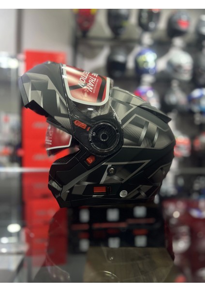 868 Space Siyah Çene Açılır Kask