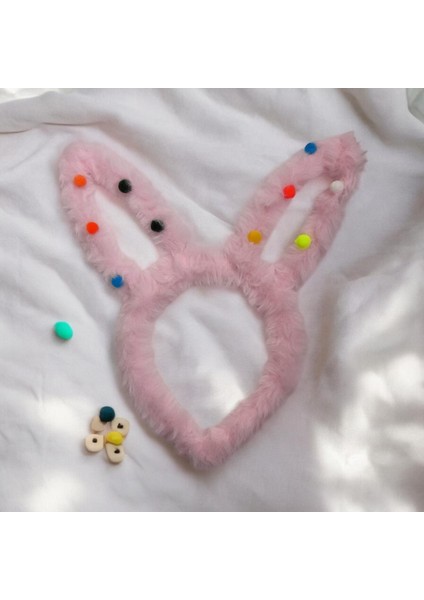 Peluş Tavşan Kulaklı Pon Ponlu Taç