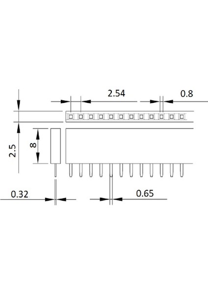 1X40 Pin 180 Derece Dişi Header