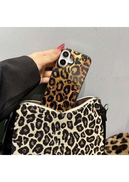 Apple iPhone 16 Plus Uyumlu Leopar Desenli Silikon Kılıf