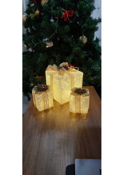 Yılbaşı Ağacı Altı LED Işıklı Hediye Kutusu Seti fiyatları