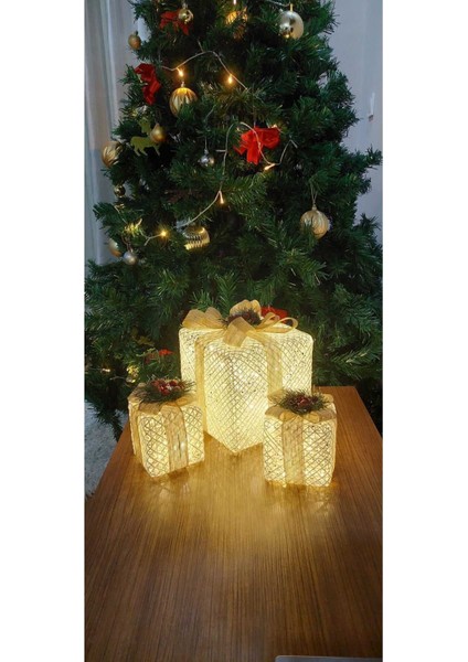 Yılbaşı Ağacı Altı LED Işıklı Hediye Kutusu Seti modelleri