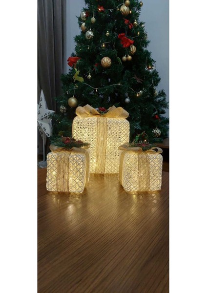 Yılbaşı Ağacı Altı LED Işıklı Hediye Kutusu Seti fırsatları