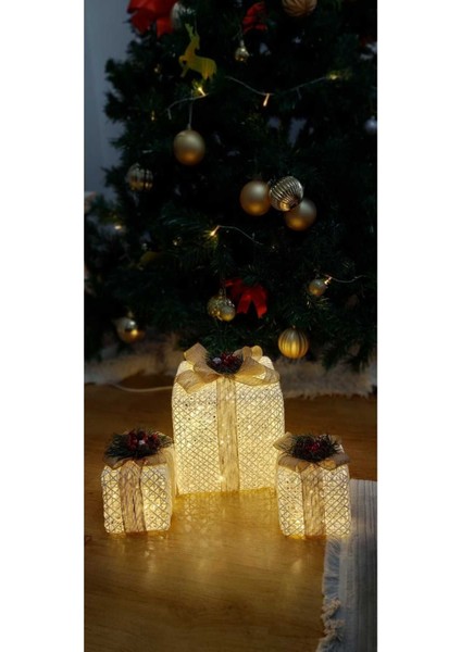 Yılbaşı Ağacı Altı LED Işıklı Hediye Kutusu Seti indirimleri