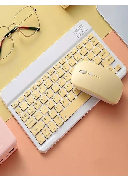 BKB011 Mini Kablosuz Bluetooth Klavye & Mouse Seti - Universal Uyumlu, Taşınabilir ve Şarjlı