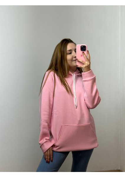 Üç Iplik Şardonlu Sweatshirt Unisex Pembe