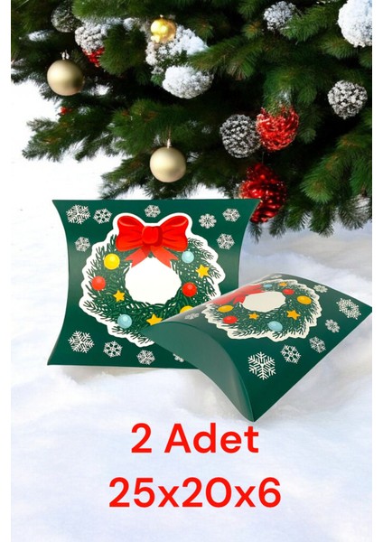 2 Adet Yastık Modeli Özel Tasarım Çelenk Yılbaşı Hediye Paketi Yeni Yıl Hediye Paketi
