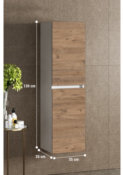Yıldız 35*130 cm Beyaz-Atlantik Çam Mdf Asma Banyo Boy Dolabı fırsatları