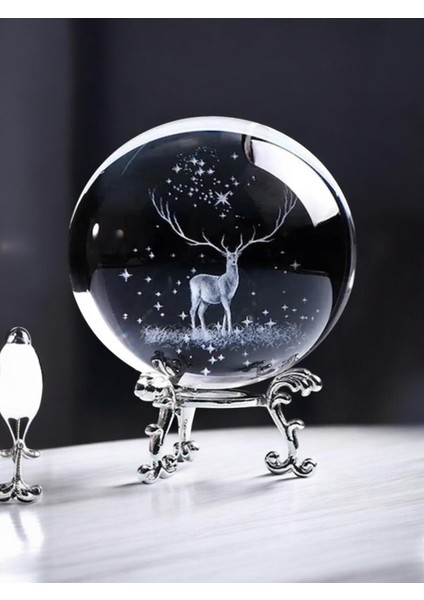 Ren Geyiği Yılbaşı Temalı Metal Ayaklı Kristal Cam Küre Özel Notlu fiyatları