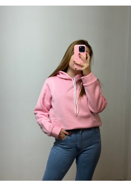 Üç Iplik Şardonlu Sweatshirt Unisex Pembe