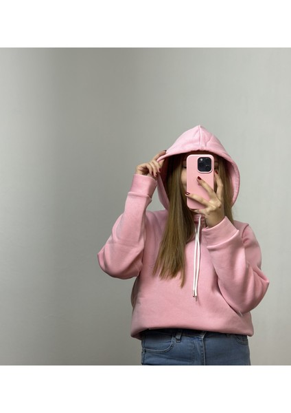 Üç Iplik Şardonlu Sweatshirt Unisex Pembe