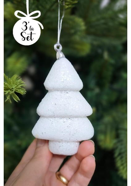 Beyaz Simli Ağaç Şeklinde Yılbaşı Ağaç Süsü 3lü Paket modelleri
