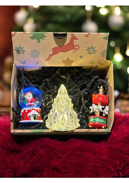 Çam Ağacı Mum,,noel Baba Kar Küresi, Atlı Karınca ve Kartanesi Kolye, Yılbaşı Seti 5 fiyatları