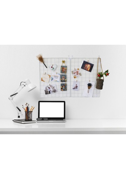 Aparatlı Tel Duvar Panosu - Fotoğraf, Not ve Aksesuar Askısı - Çok Amaçlı Dekoratif Düzenleyici Pano
