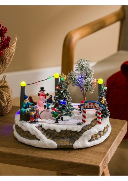 Yeni Yil Hediyesi Noel Hediyesi Işıklı Müzikli Müzik Kutusu Buz Pateni