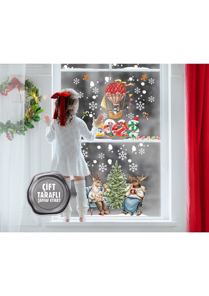 Yılbaşı Cam Süsleri - Geyik ve Balon Temalı Sticker fiyatları
