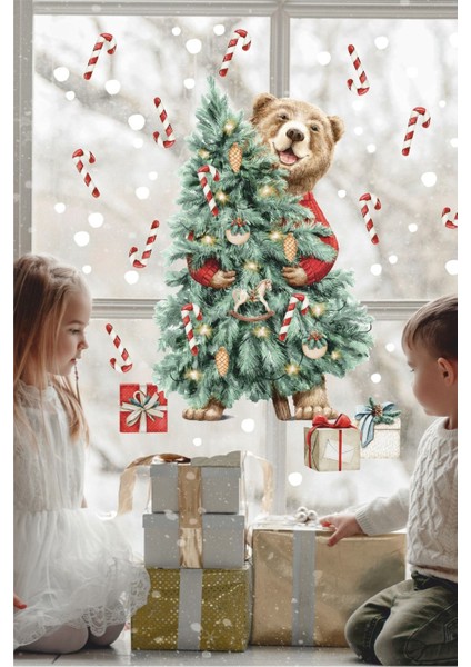 Mişa'nın Hediyeleri Yılbaşı Süsü Çocuk Odası Cam Stickerı