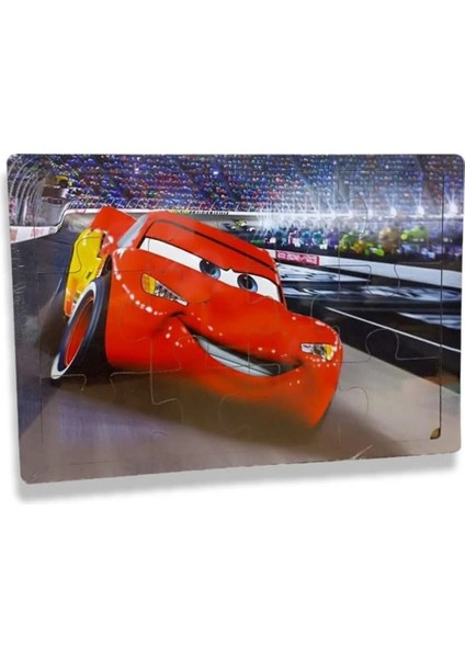 Ahşap Puzzle Şımşek Mcqueen 12 Parça Anaokulu Oyuncakları