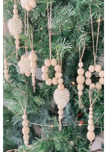 10'lu Mix Wood Bead Yılbaşı Ağaç Süsü Seti