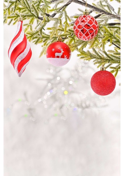 New Year Yeni Yıl Fun Red Yıldız Başlıklı 19 Parça Ağaç Süsü Seti modelleri