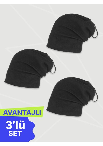 Siyah Polar Bere ve Boyunluk - 3'lü Paket | Soğuk Havalara Özel Termal Koruma