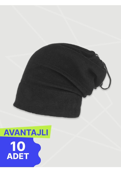 Siyah Polar Bere ve Boyunluk - 10'lu Paket | Soğuk Havalara Özel Termal Koruma