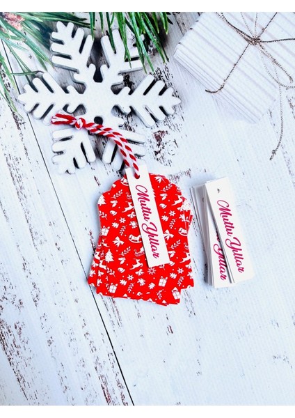 Yılbaşı Kartı Mutlu Yıllar Etiket Kraft (Delikli) 8x5 cm 20ADET