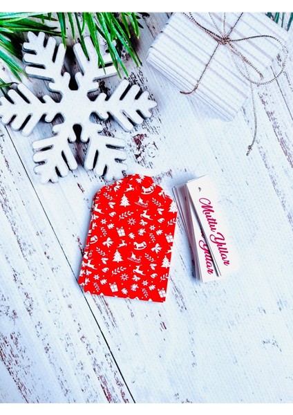 Yılbaşı Kartı Mutlu Yıllar Etiket Kraft (Delikli) 8x5 cm 20ADET modelleri