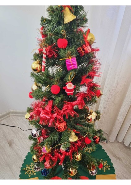 Yılbaşı Sim Süs Helezon Yılbaşı Ağacı Süsü Kırmızı