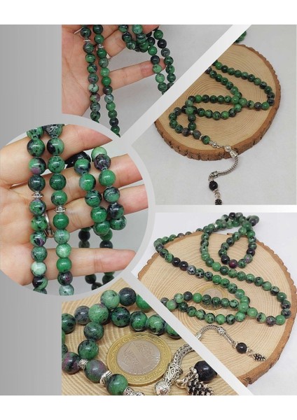 Anyolit (Rubizoit - Rubyzoisit) Taşı 99LUK Tesbih 8mm (3905)