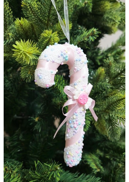 Renkli Yılbaşı Ağacı Süsleri Seti, Makaron Top ve Baston, 4'lü Paket, Şık ve Eğlenceli modelleri