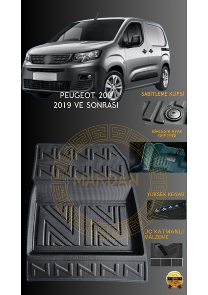 Peugeot Partner 2019 Sonrasi Için 4,5d Carbon Lüx Havuzlu Paspas - Tpe Malzeme modelleri