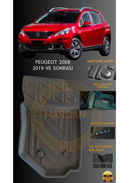 Peugeot 2008 2019 ve Sonrası  Için 4,5d Carbon Lüx Havuzlu Paspas - Tpe Malzeme