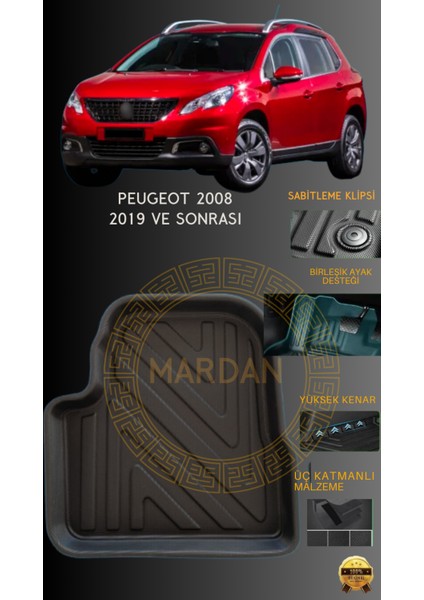 Peugeot 2008 2019 ve Sonrası  Için 4,5d Carbon Lüx Havuzlu Paspas - Tpe Malzeme