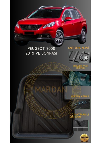 Peugeot 2008 2019 ve Sonrası  Için 4,5d Carbon Lüx Havuzlu Paspas - Tpe Malzeme