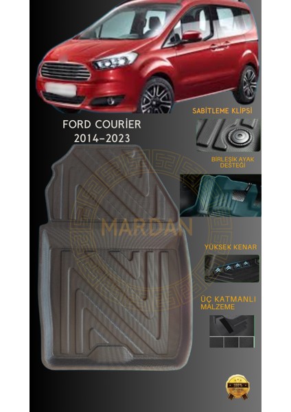 Ford Courier 2014-2023 Için 4,5d Carbon Lüx Havuzlu Paspas - Tpe Malzeme