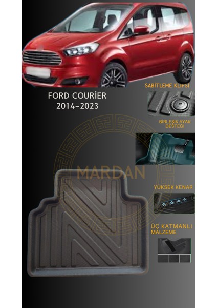 Ford Courier 2014-2023 Için 4,5d Carbon Lüx Havuzlu Paspas - Tpe Malzeme