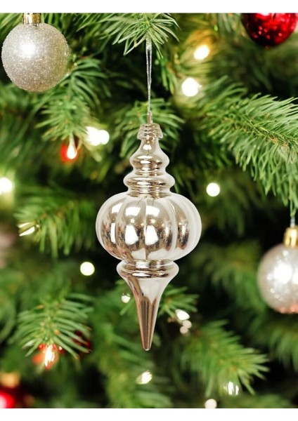 Kırmızı Su Damlası Yılbaşı Ağacı Süsü, 25 cm, Asılabilir, Dekoratif, Şık ve Renkli