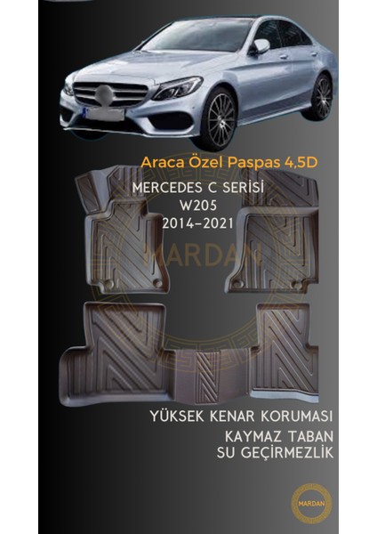 Mercedes C Serisi W205 2014-2021 Için 4,5d Carbon Lüx Havuzlu Paspas - Tpe Malzeme