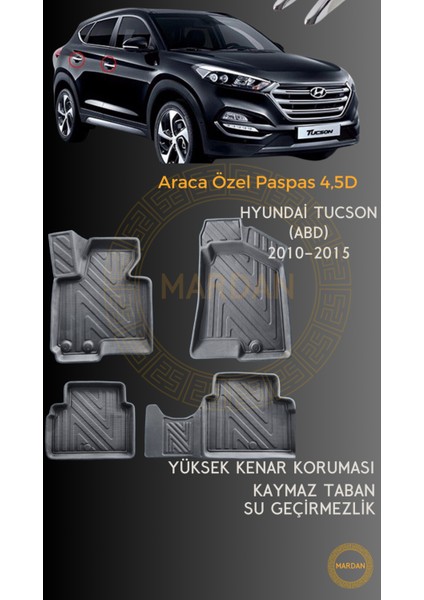 Hyundai Tucson (Abd) 2010-2015 Için 4,5d Carbon Lüx Havuzlu Paspas - Tpe Malzeme