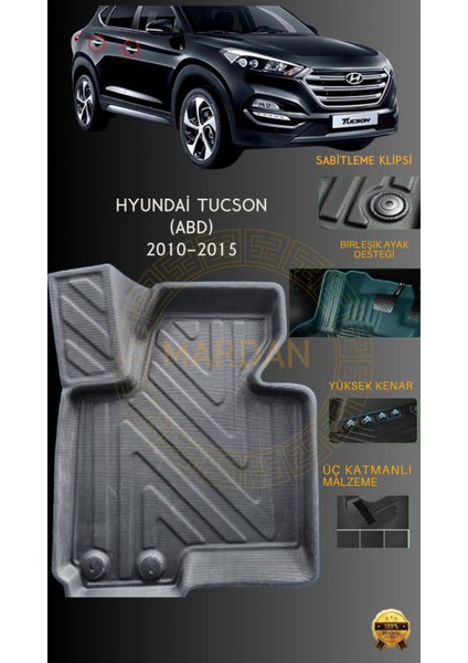 Hyundai Tucson (Abd) 2010-2015 Için 4,5d Carbon Lüx Havuzlu Paspas - Tpe Malzeme