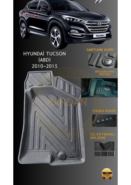 Hyundai Tucson (Abd) 2010-2015 Için 4,5d Carbon Lüx Havuzlu Paspas - Tpe Malzeme