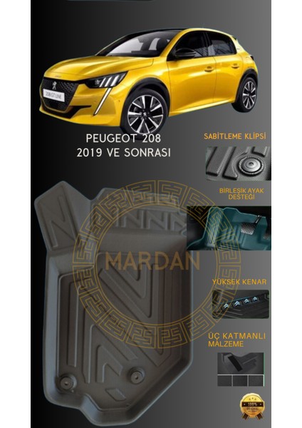 Peugeot 208 2019 Sonrasi Için 4,5d Carbon Lüx Havuzlu Paspas - Tpe Malzeme