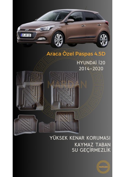 Hyundai I20 2014-2020 Için 4,5d Carbon Lüx Havuzlu Paspas - Tpe Malzeme