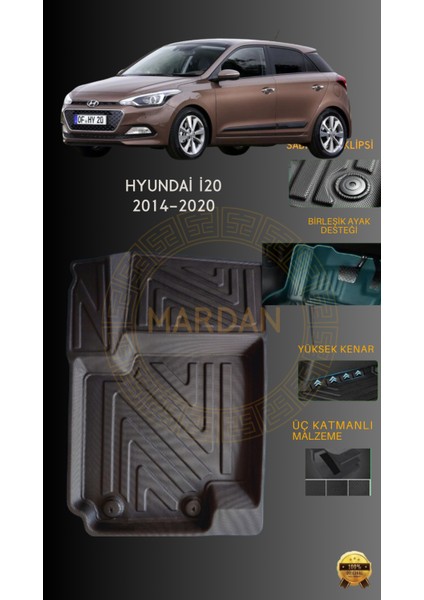 Hyundai I20 2014-2020 Için 4,5d Carbon Lüx Havuzlu Paspas - Tpe Malzeme