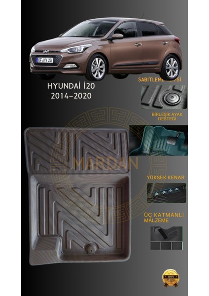 Hyundai I20 2014-2020 Için 4,5d Carbon Lüx Havuzlu Paspas - Tpe Malzeme