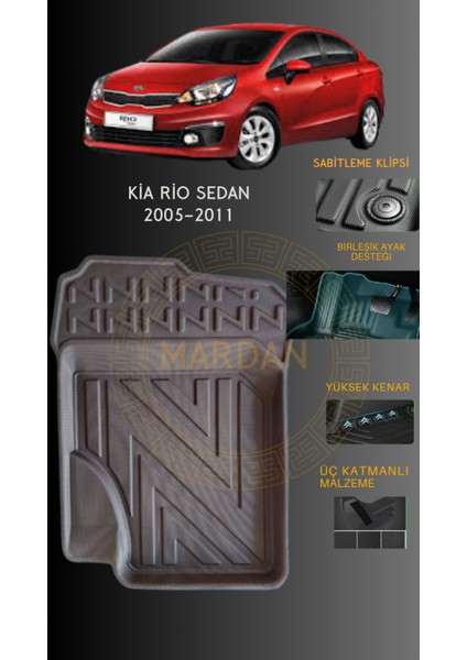Kia Rio Sedan 2005-2011 Için 4,5d Carbon Lüx Havuzlu Paspas - Tpe Malzeme modelleri