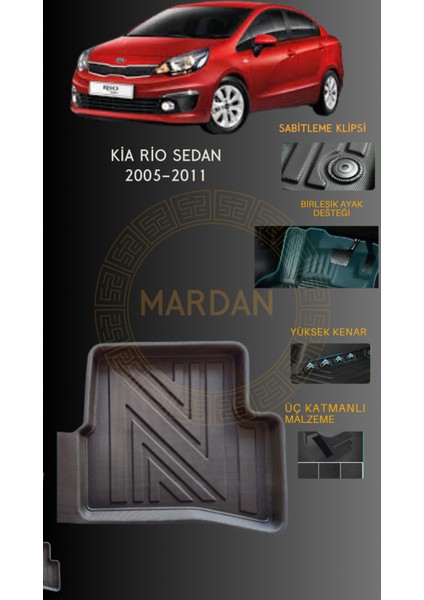 Kia Rio Sedan 2005-2011 Için 4,5d Carbon Lüx Havuzlu Paspas - Tpe Malzeme fırsatları